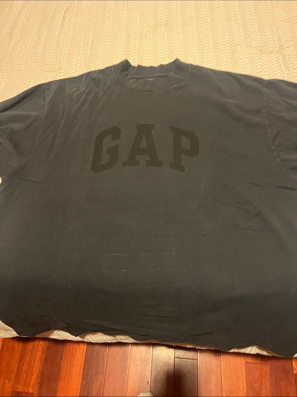 GAP Men's Charcoal Short Sleeve Tee with Tonal Logo